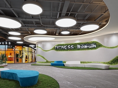 现代健身房休息区 背景 公共空间