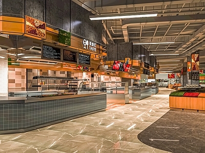现代超市美食区 美食摆设摆件 烧鸭烤鸭烤鸡 超市物架展示柜架