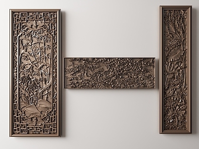 中式浮雕 方形雕花 雕花 雕花