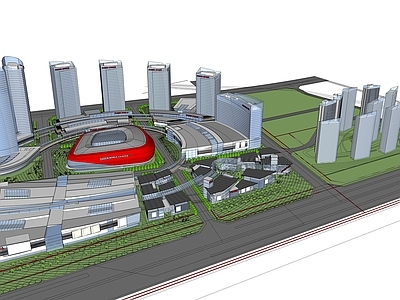 现代城市规划 金融建筑商业中心 现在玻璃幕墙