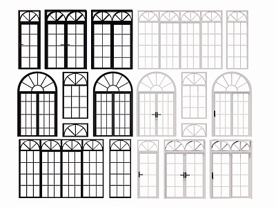 现代铝合金窗户窗框移门组合 窗户 窗框 弧形窗户 移门 推拉门