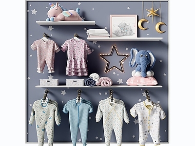 婴幼儿衣服 儿童商店衣架组合 儿童服饰 小孩服装 儿童衣服货架