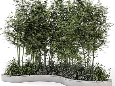 2D户外竹子 绿植植物堆 外景花坛 公园园林艺术小品 长命草