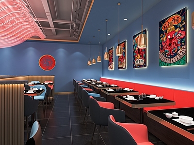 现代快餐店 国潮餐饮店 饭店 堂食 椅 卡座