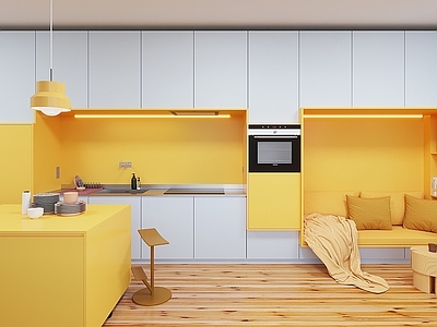【3D悬赏模型】Lookofsky-Architecture设计现代单身公寓 一体柜