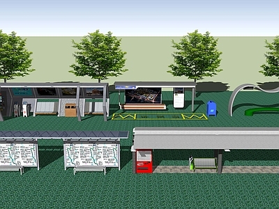 现代乡村城市公交车站台