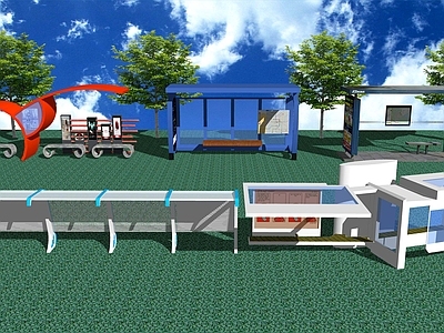 现代乡村城市公交车站台