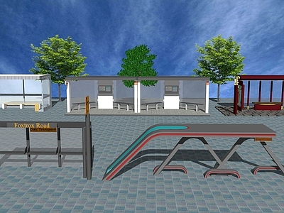 现代乡村城市公交车站台