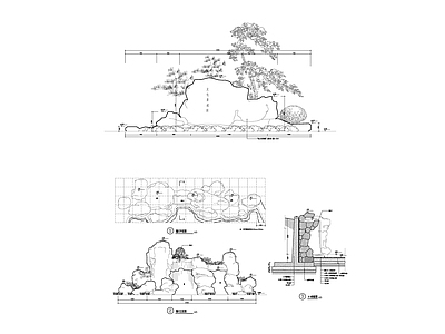 假山素材节点详图 假山