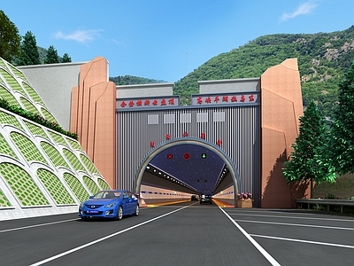 现代高速路隧道口  护坡