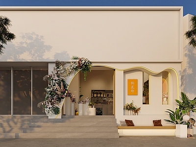 现代花店门面 店面 橱 花艺馆 网红店 头牌