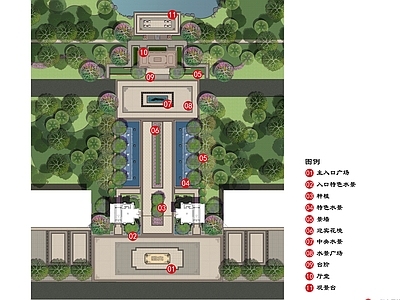 新中式居住区入口景观规划设计施工图 居住区景观 示范区景观