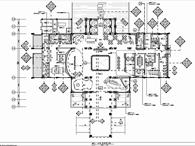 1600㎡售楼处会所销售中心CAD施工图