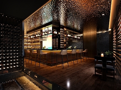后现代酒吧会所酒窖设计施工图