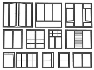 现代铝合金窗户组合