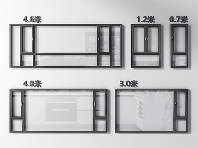 现代窗户组合 窗子 平开窗 门窗 铝合金窗户 落地窗 飘窗