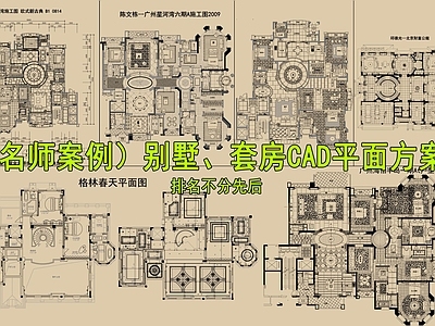 大师别墅平面图施工图图库  四室两厅 大平层