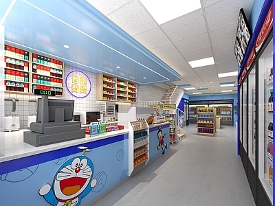 现代风格哆啦A梦主题便利店