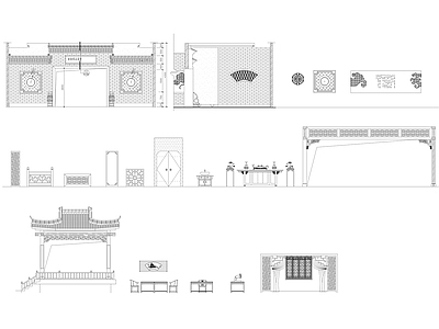 CAD中式古建筑牌楼亭子施工图 通用节点