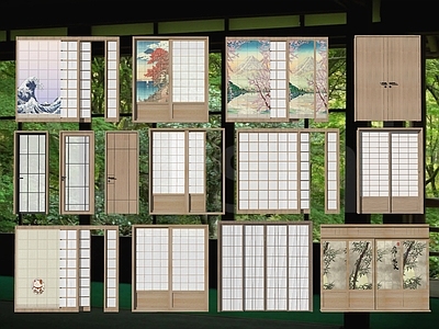 日式推拉门 单开门 折叠门 竹帘 厨卫门