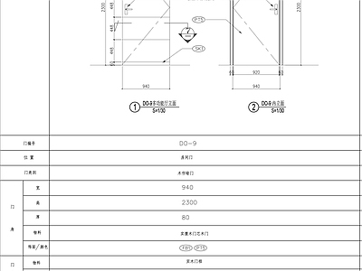 现代简约内齐平内开软包暗门节点施工图 隐形