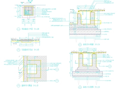 鱼池溢水口cad施工图