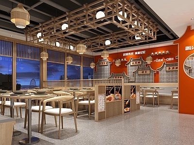 新中式火锅店 餐桌椅 吊灯