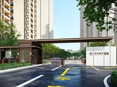 现代景观入口大门 禁系统入口岗亭 楼