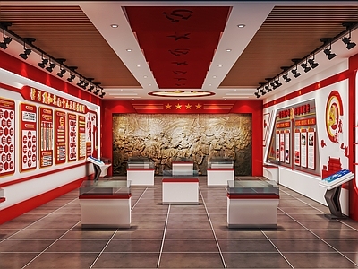 现代党建文化展厅 党建文化墙 党史展厅 红军纪念馆 文化展馆
