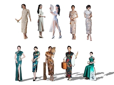 2D现代旗袍女人集合