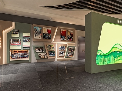 现代商业展厅 公司展厅 产品展台 企业科技展厅 展板 文化墙 企业墙