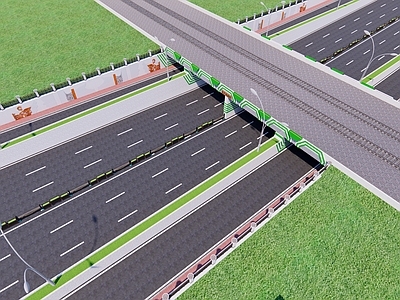 现代道路 穿铁路桥 高速路 高速路文化墙