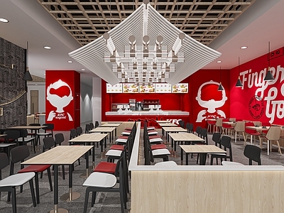 现代快餐店 炸鸡店 汉堡店 餐桌椅