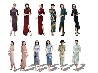 2D现代旗袍女人集合