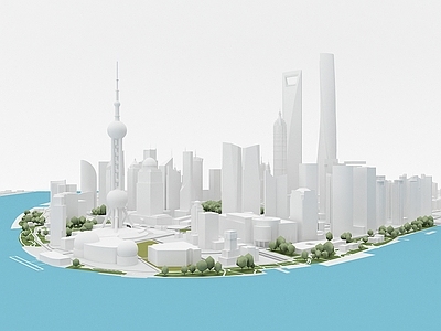 现代城市建筑群 城市模型 鸟瞰图 沙盘 房子 办公楼 CBD 城市群 上海
