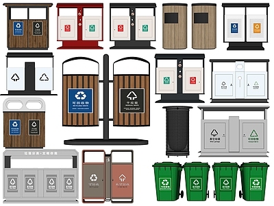 现代垃圾桶组合 独立垃圾桶 公共垃圾桶 分类垃圾桶 户外垃圾桶