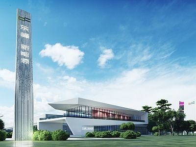 现代售楼处建筑 方形