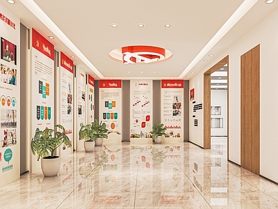 现代党建展厅 展馆 展览 展板 文化墙 宣传栏 企业墙 展示墙 触控机