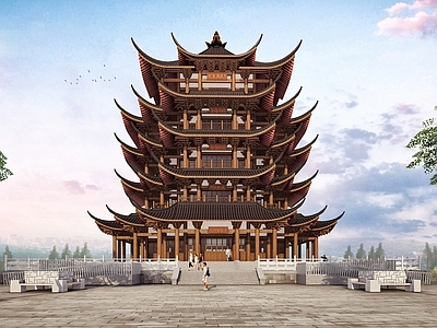 中式古建筑 观景楼