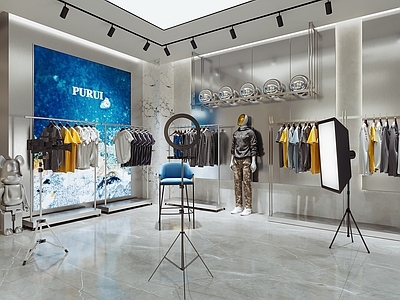 现代直播间 服装店 店 男装店 鞋帽