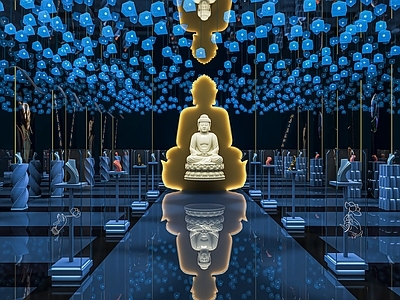 现代佛陀珠宝展厅 珠宝柜台 展示柜 珠宝展柜 展台 饰品摆件