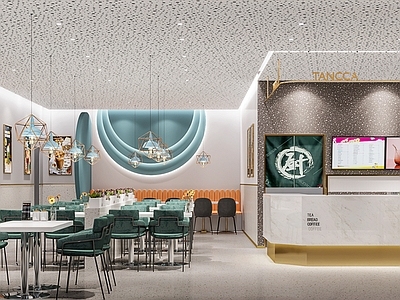 现代奶茶店 单层