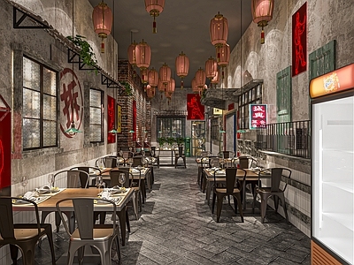 现代烧烤店 烤肉店 烤肉器具 串串店 餐饮 卡座 餐桌椅 灯笼