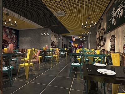 工业风烧烤店 烤肉店 烤肉器具 串串店 餐饮 卡座 椅