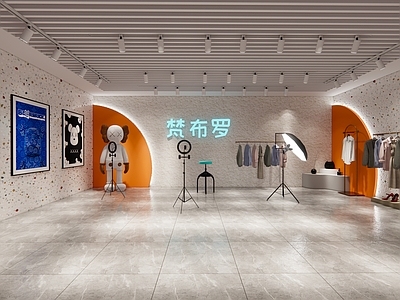 现代直播间 服装店直播卖货
