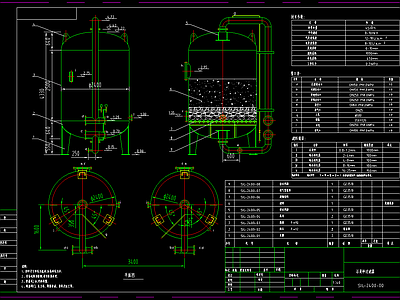 2400石英砂机械过滤器总图cad施工图