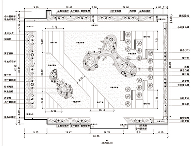 大学公寓楼内庭绿化图 施工图