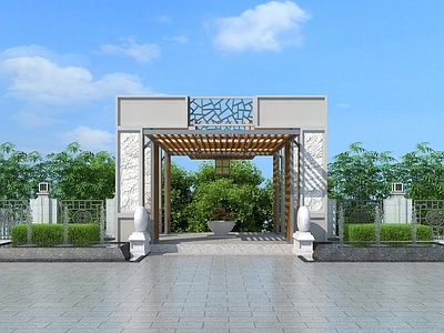 新中式大门 入口大门 小区入口