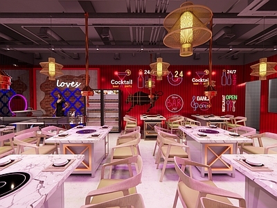 工业火锅店 网红火锅店 火锅店餐桌