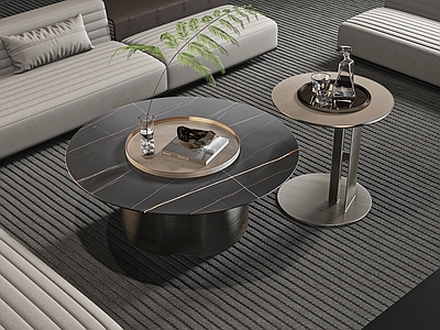 现代茶几 圆形 子母形 圆茶几